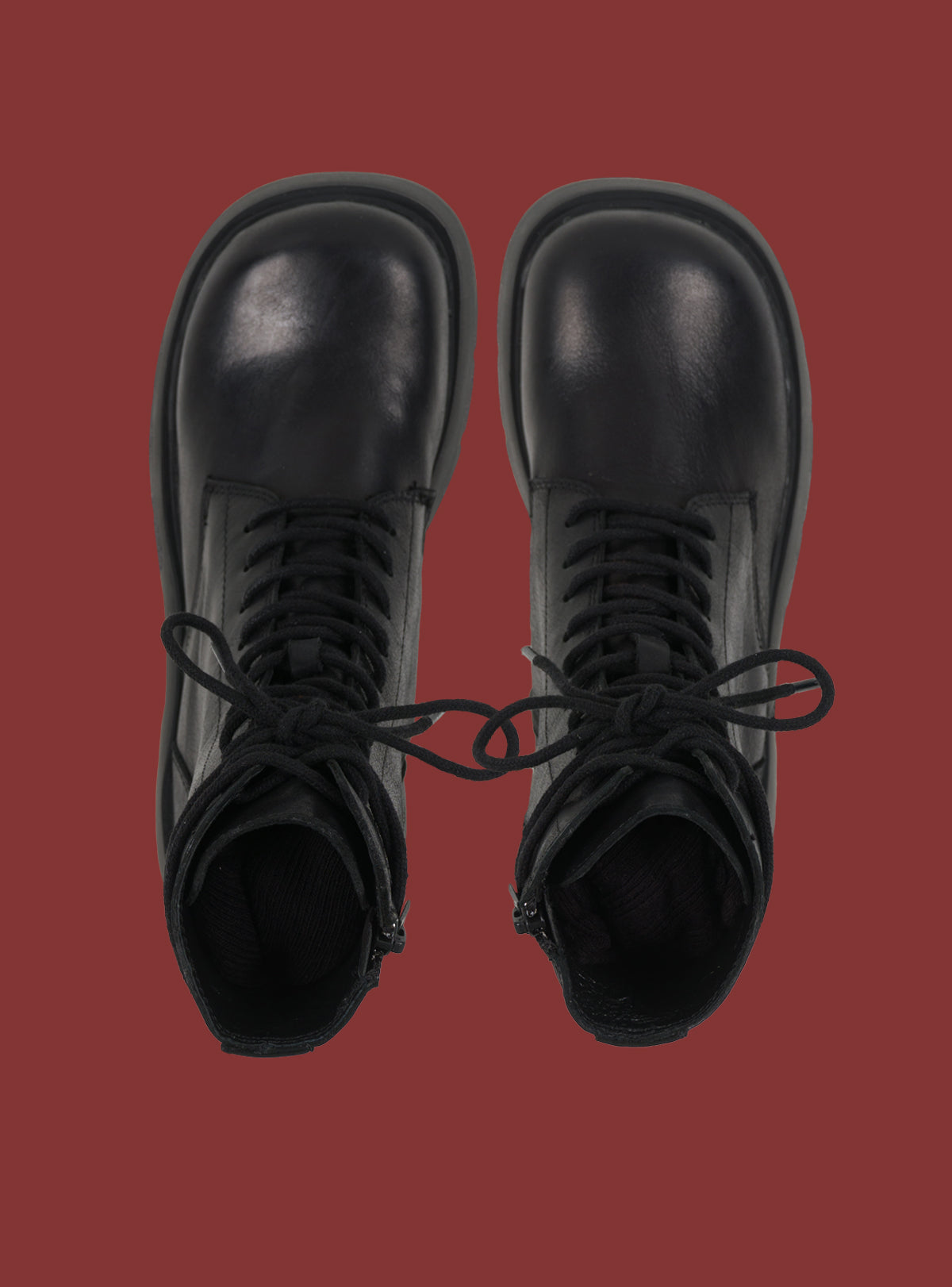 Black Platform Lace-Up Combat Boot - UNIF Shoes
