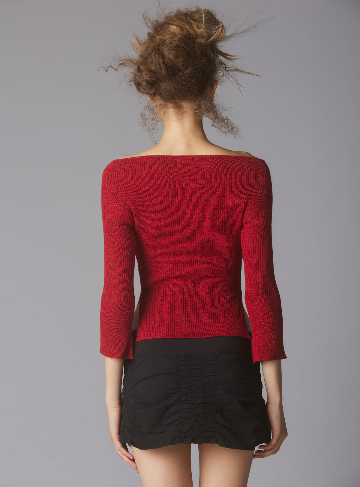Off The Shoulder Quarter Sleeve Top In Red - UNIF Clothing|New Arrivals