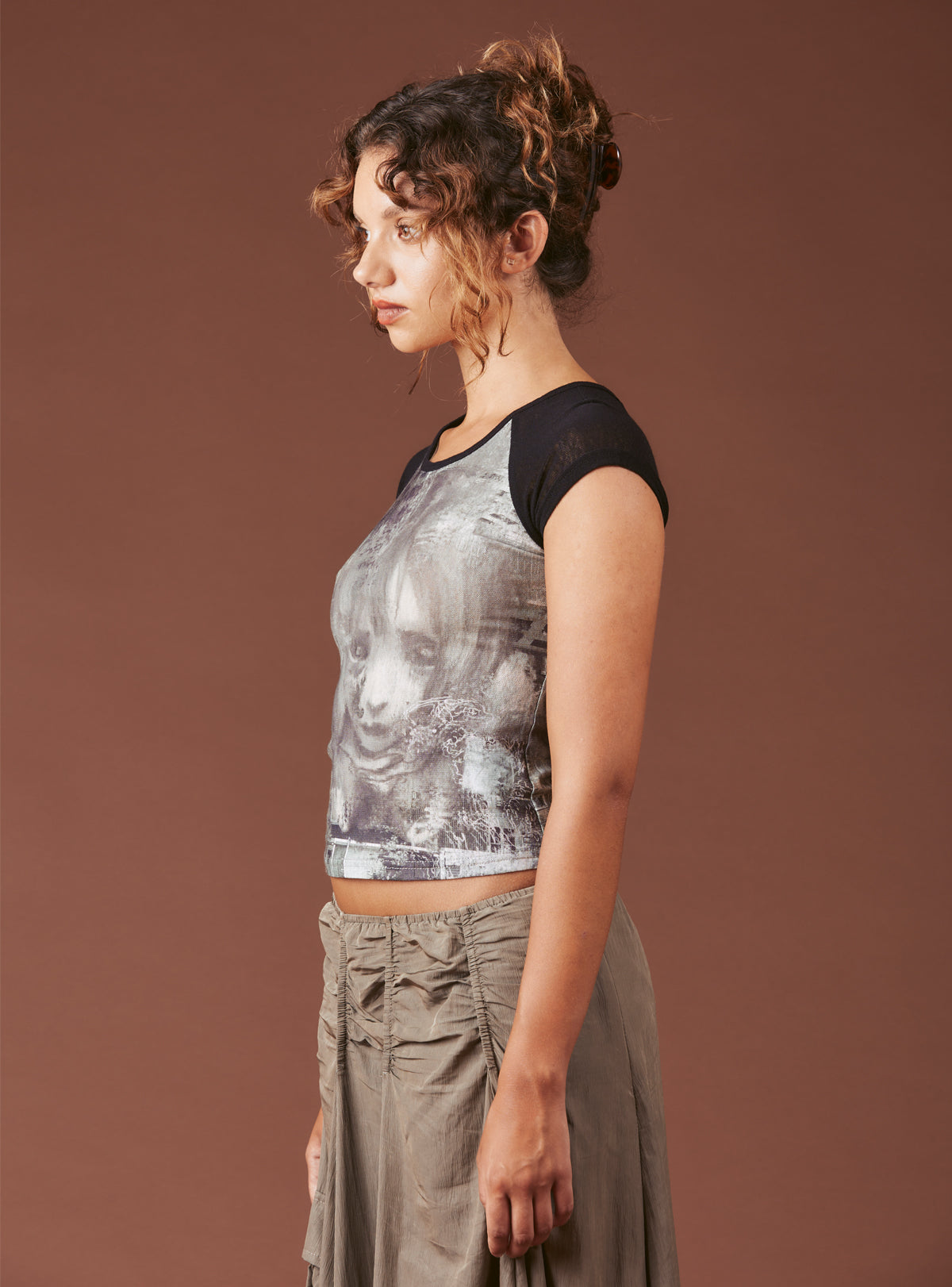 Graphic T-Shirt With Cap Sleeves - UNIF Clothing|New Arrivals