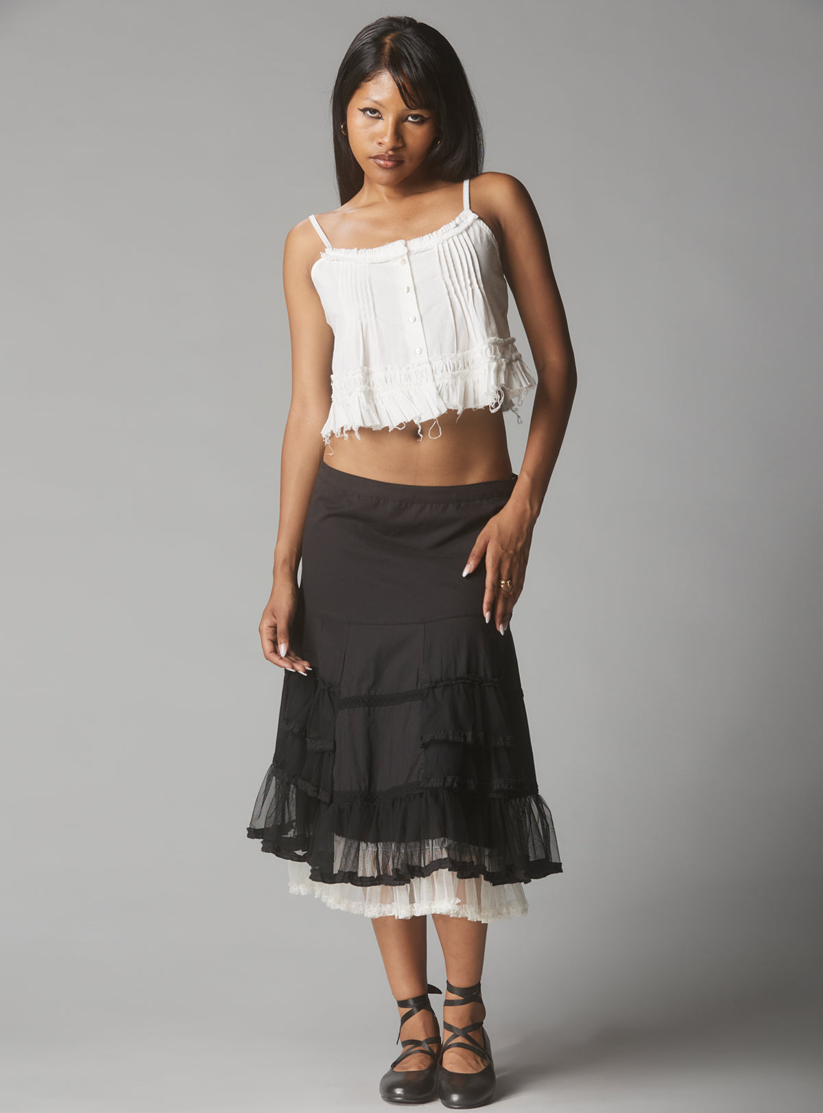 White Crop Top With Raw Hem - UNIF Clothing|New Arrivals