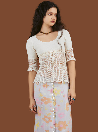 Crochet Knit Top In Off - UNIF Clothing