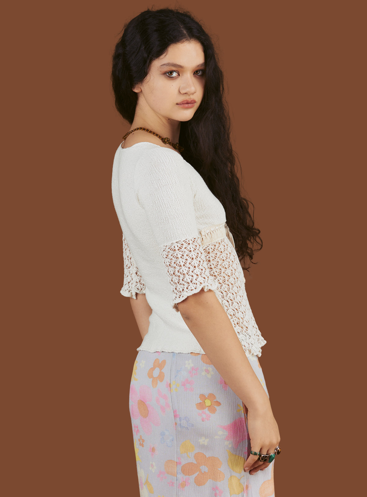 Crochet Knit Top In Off - UNIF Clothing