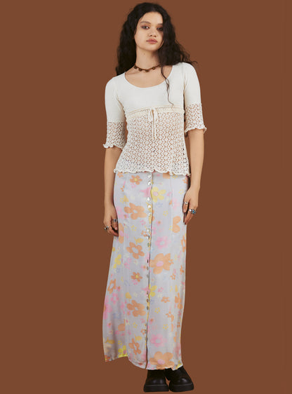 Crochet Knit Top In Off - UNIF Clothing