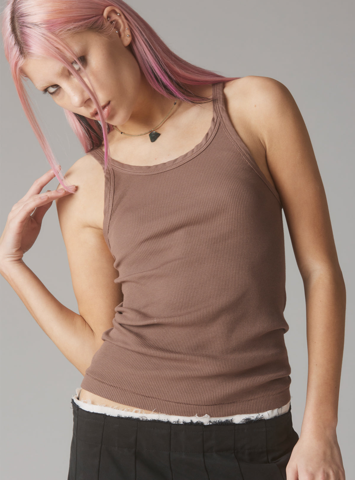 Staple Rib Tank Mauve - UNIF Clothing|New Arrivals