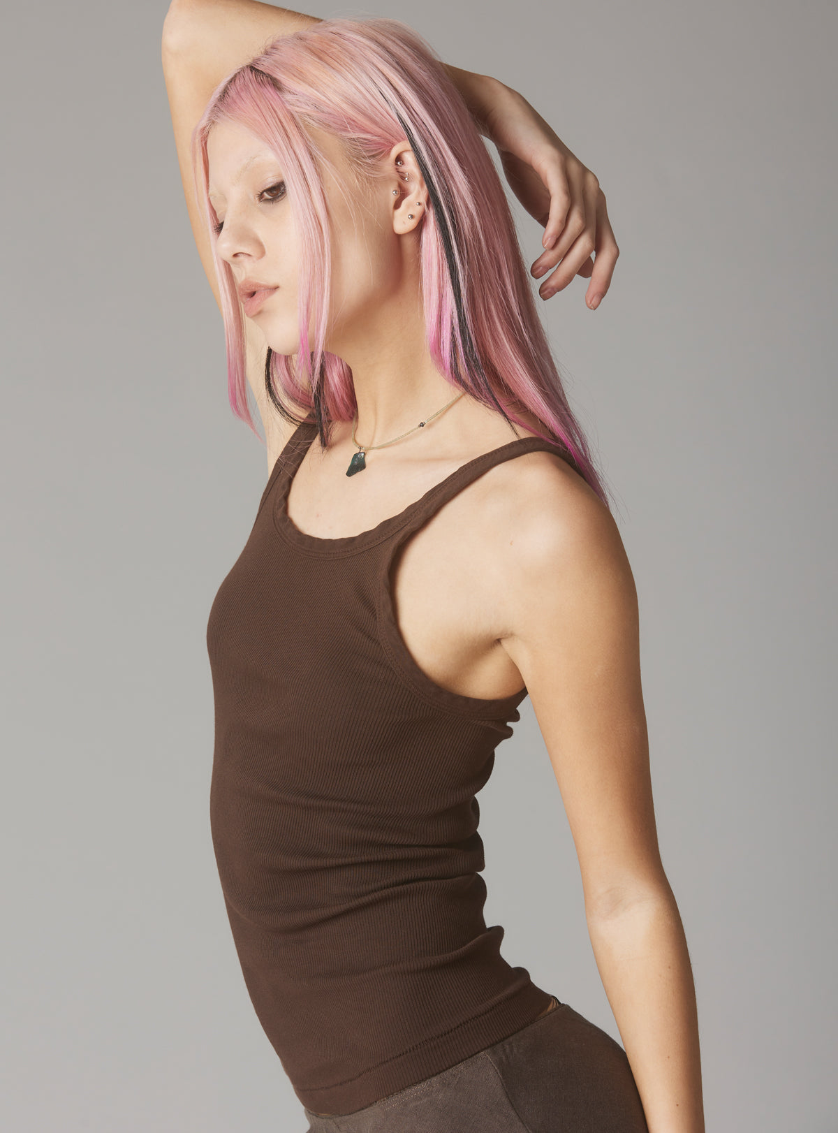 Staple Rib Tank Dark Brown - UNIF Clothing|New Arrivals