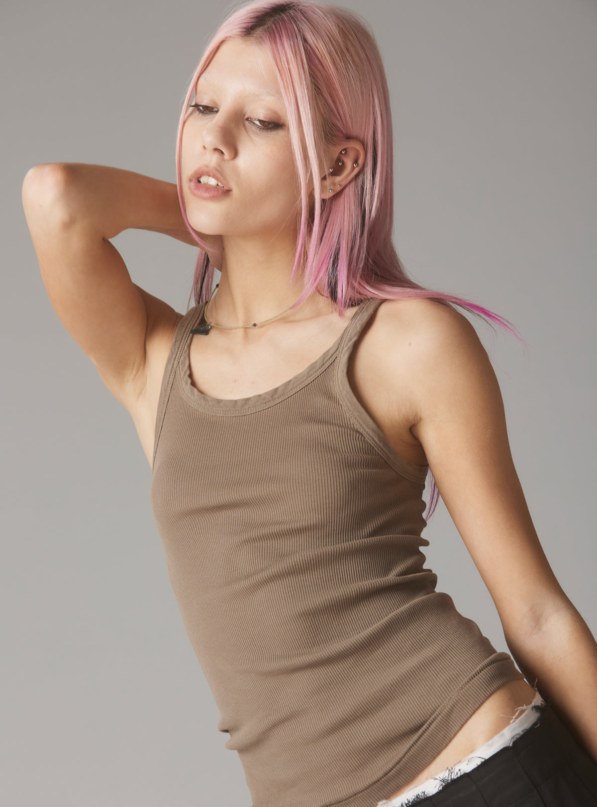 Staple Rib Tank Concrete - UNIF Clothing|New Arrivals