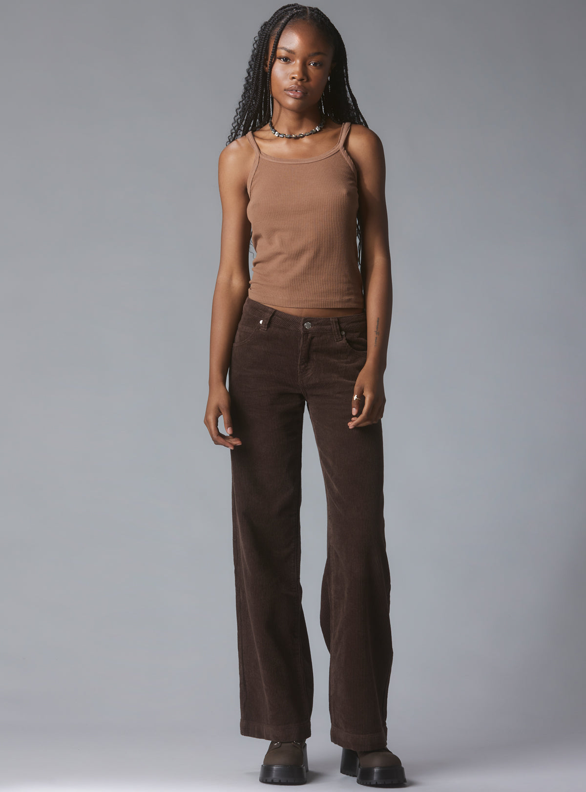Wide Leg Corduroy Pants In Brown - UNIF Clothing