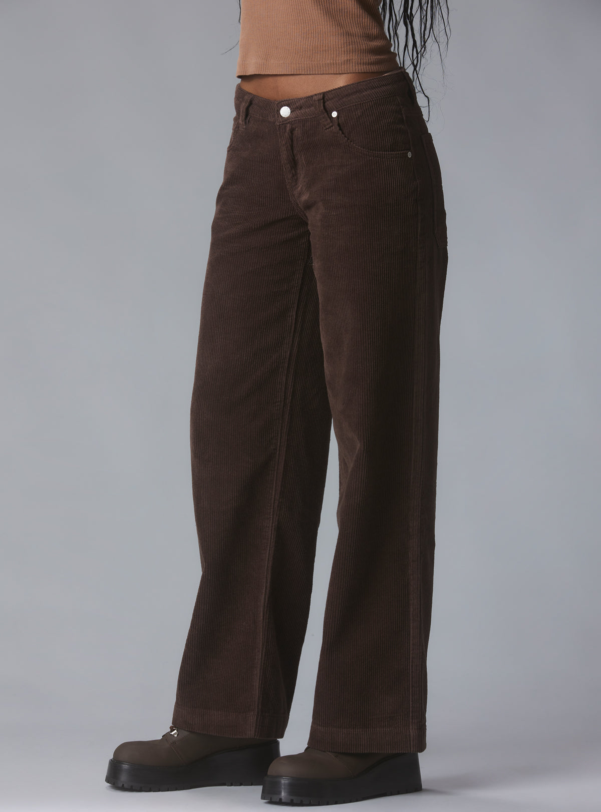 Wide Leg Corduroy Pants In Brown - UNIF Clothing