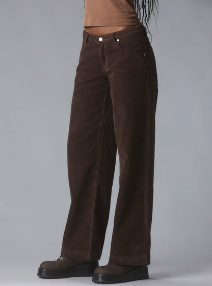 Wide Leg Corduroy Pants In Brown - UNIF Clothing