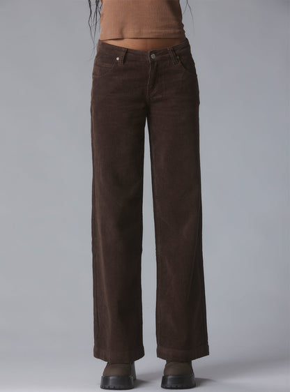 Wide Leg Corduroy Pants In Brown - UNIF Clothing