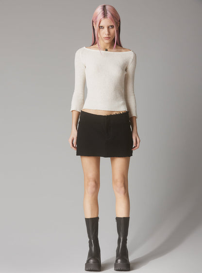 Wool Mini Skirt With Raw Edges - UNIF Clothing