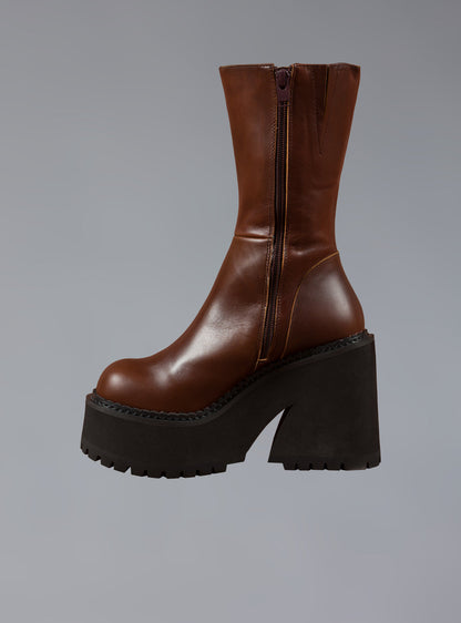 Brown Leather Platform Boot - UNIF Shoes