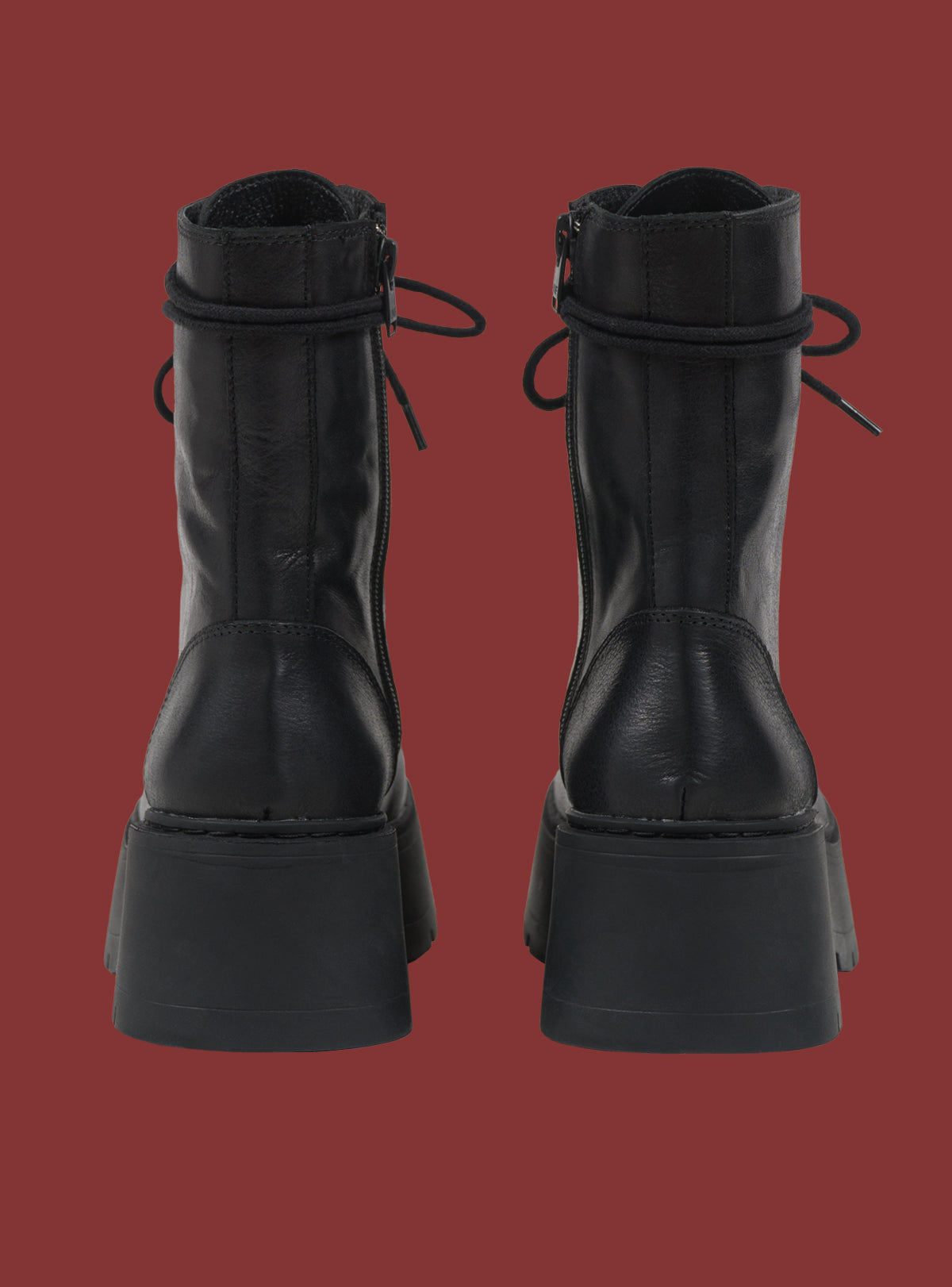 Black Platform Lace-Up Combat Boot - UNIF Shoes