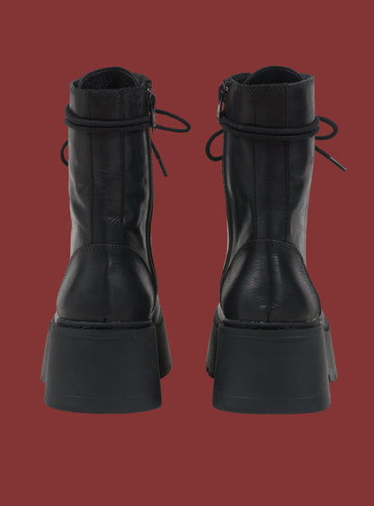 Black Platform Lace-Up Combat Boot - UNIF Shoes