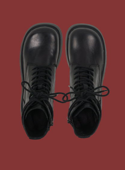 Black Platform Lace-Up Combat Boot - UNIF Shoes