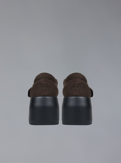 Felt Platform Sandal In Brown - UNIF Shoes|New Arrivals
