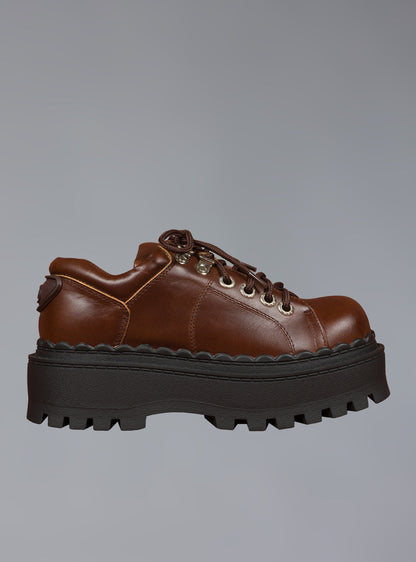 Low Top Leather Chunky Platform Boot in Brown - UNIF Shoes