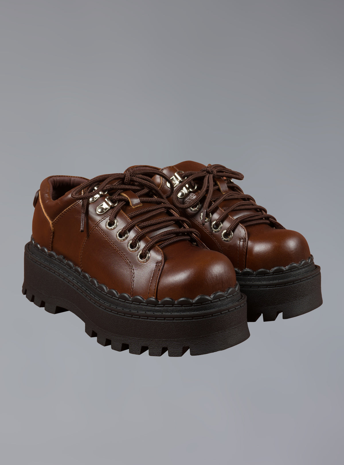 Low Top Leather Chunky Platform Boot in Brown - UNIF Shoes