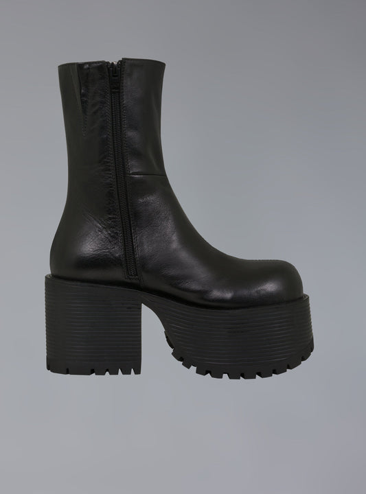 Stacked Platform Leather Boot With Heel - UNIF Shoes