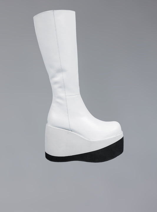 Stacked Leather Platform Knee High Boot - UNIF Shoes