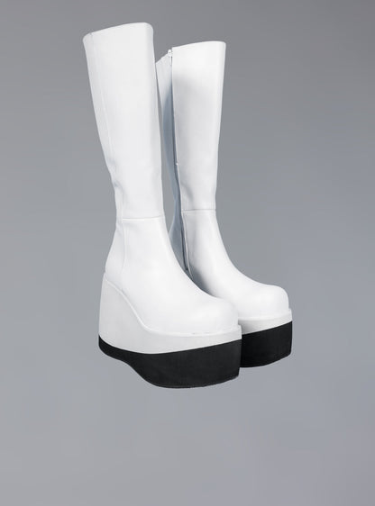 Stacked Leather Platform Knee High Boot - UNIF Shoes