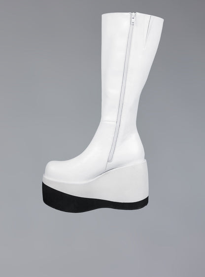 Stacked Leather Platform Knee High Boot - UNIF Shoes
