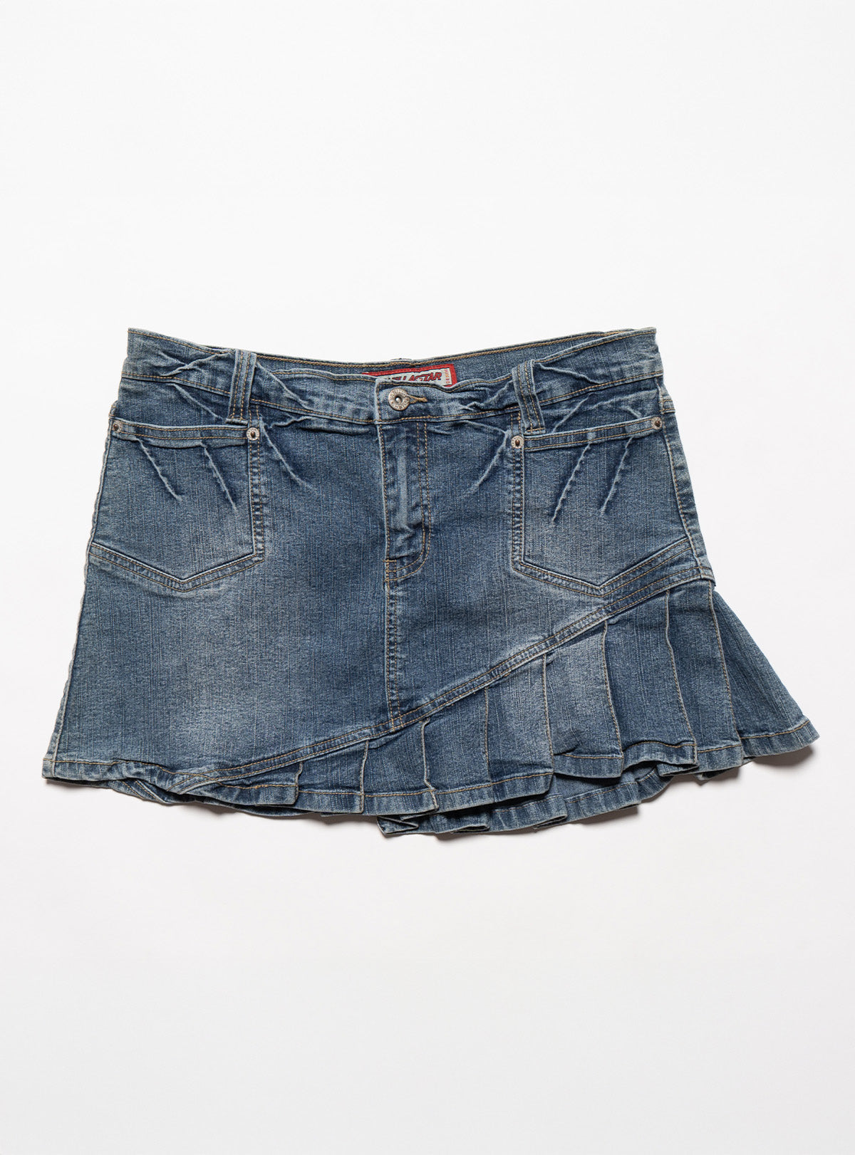 Vintage Vanilla Star Denim Pleated Mini Skirt - UNIF Vintage