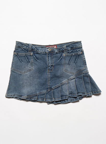 Vintage Vanilla Star Denim Pleated Mini Skirt - UNIF Vintage