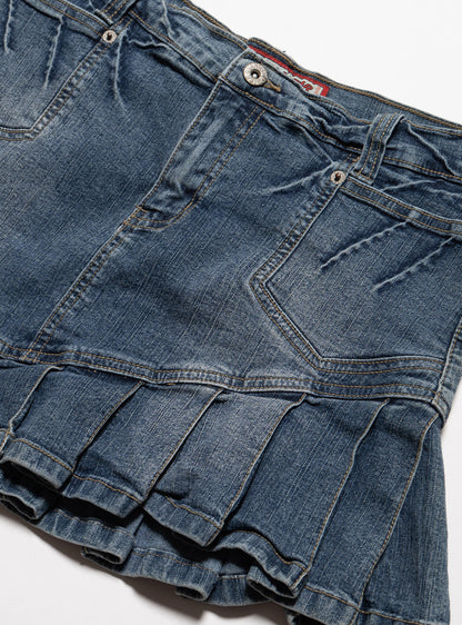 Vintage Vanilla Star Denim Pleated Mini Skirt - UNIF Vintage