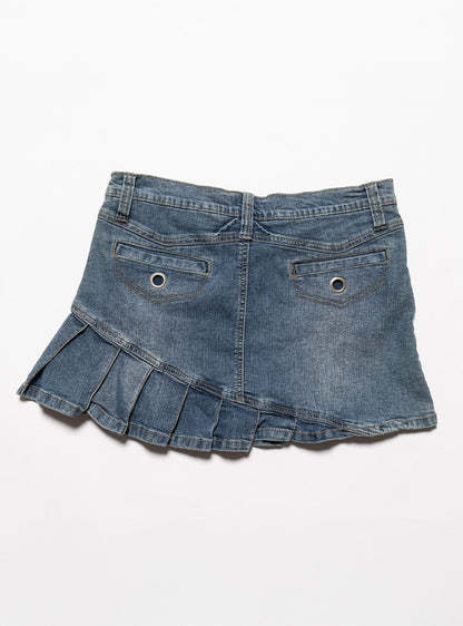 Vintage Vanilla Star Denim Pleated Mini Skirt - UNIF Vintage