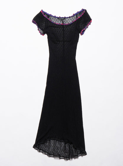 Vintage Betsy Johnson Lace Dress With Purple Trim - UNIF Vintage