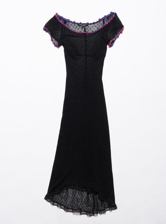 Vintage Betsy Johnson Lace Dress With Purple Trim - UNIF Vintage