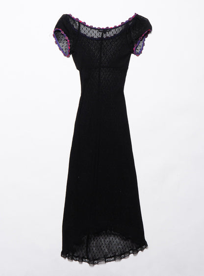 Vintage Betsy Johnson Lace Dress With Purple Trim - UNIF Vintage