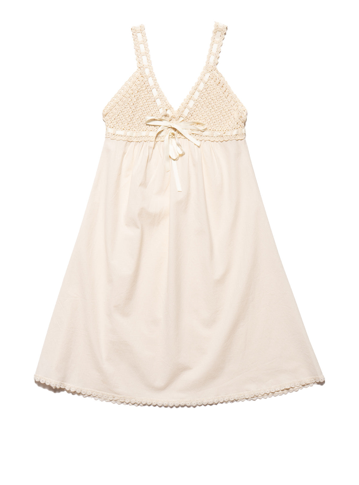 Vintage Cotton Bodice Crochet Ribbon Midi Dress - UNIF Vintage