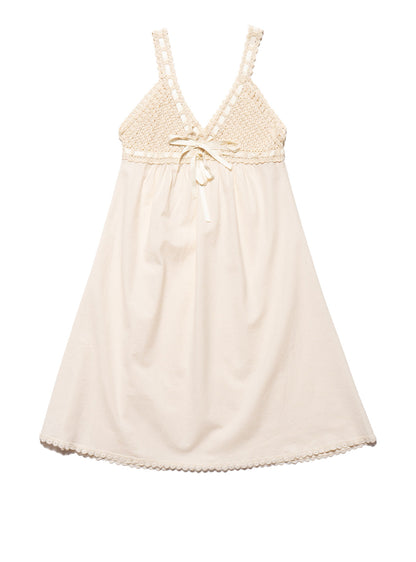 Vintage Cotton Bodice Crochet Ribbon Midi Dress - UNIF Vintage