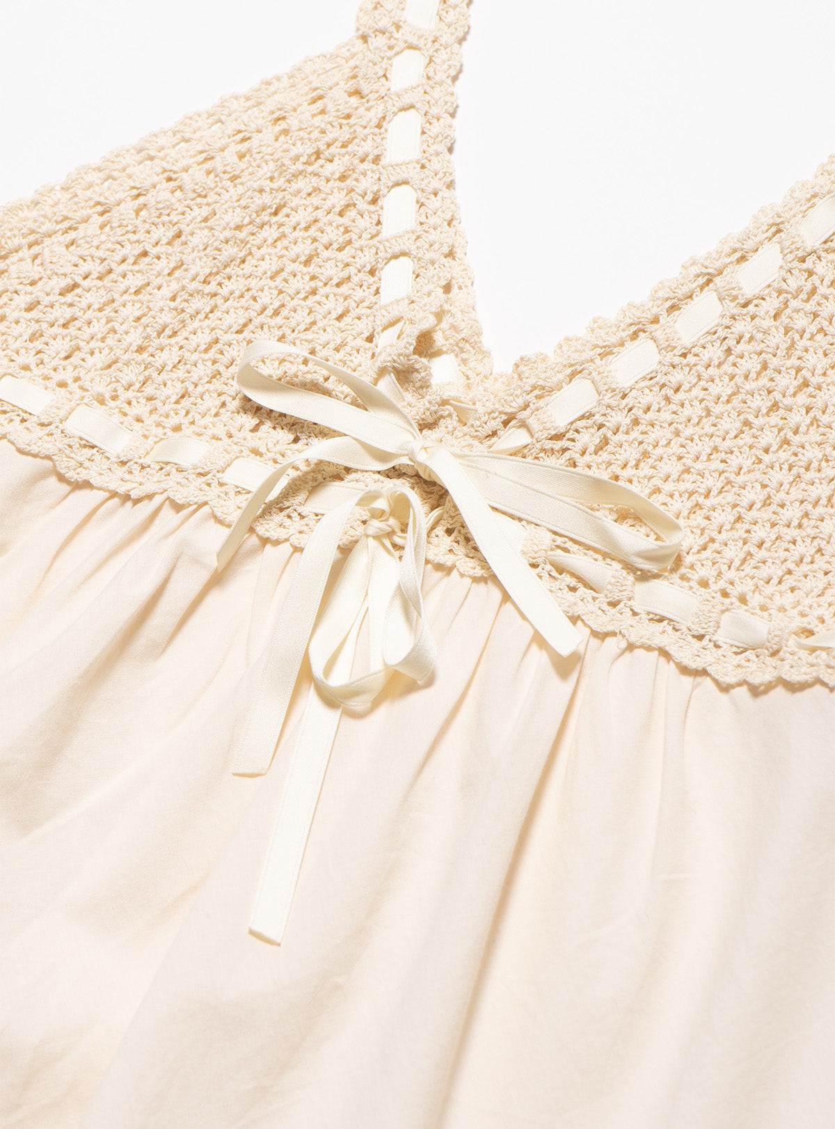 Vintage Cotton Bodice Crochet Ribbon Midi Dress - UNIF Vintage