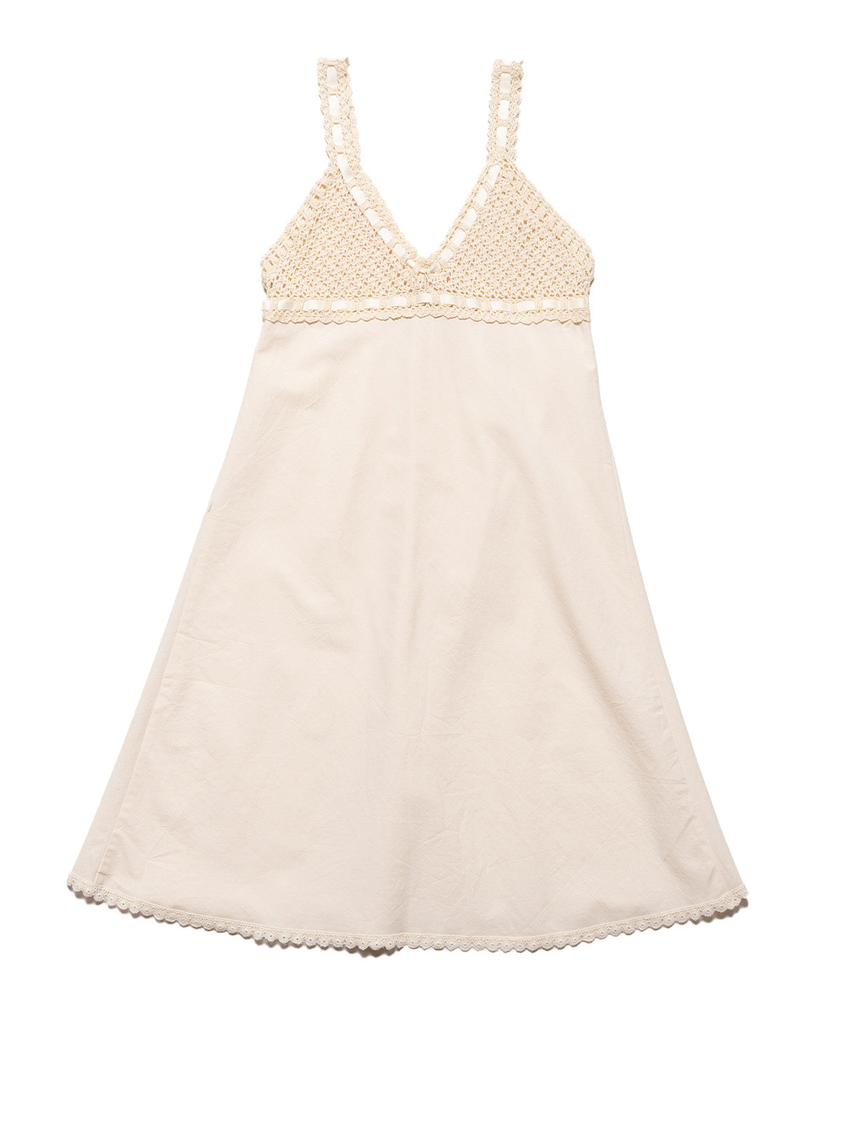 Vintage Cotton Bodice Crochet Ribbon Midi Dress - UNIF Vintage