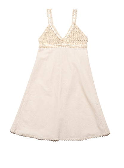 Vintage Cotton Bodice Crochet Ribbon Midi Dress - UNIF Vintage