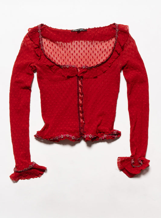 Vintage Betsy Johnson Red Mesh Scoop Neck Top - UNIF Vintage