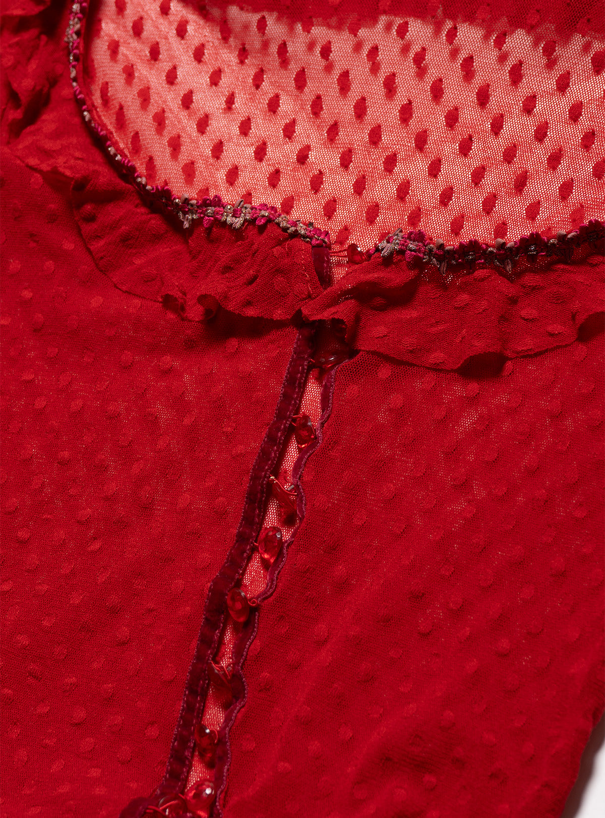 Vintage Betsy Johnson Red Mesh Scoop Neck Top - UNIF Vintage