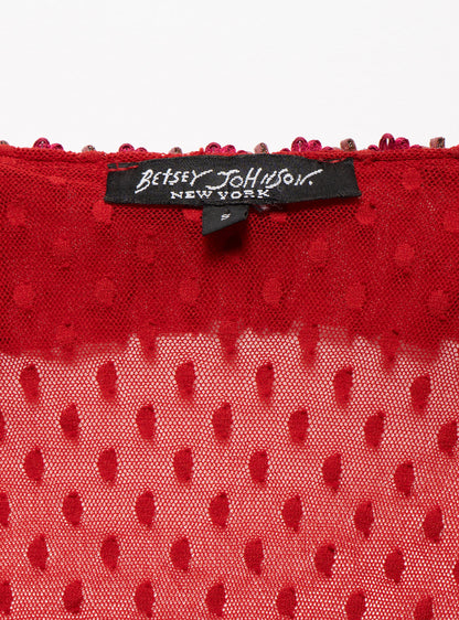 Vintage Betsy Johnson Red Mesh Scoop Neck Top - UNIF Vintage