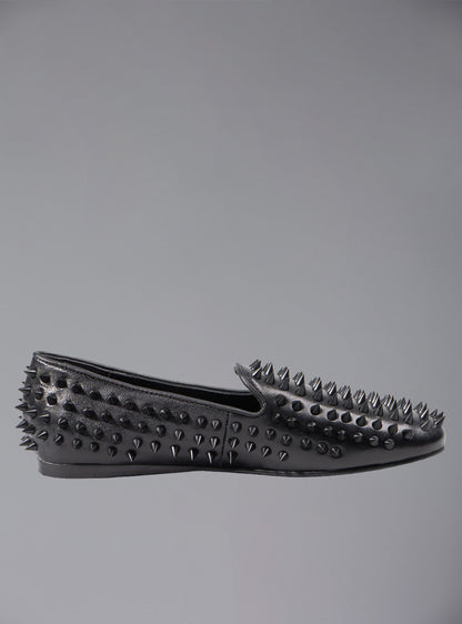 UNIF Hellraiser spiked slip on loafer in tonal on colorway. - UNIF New Arrivals