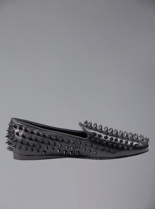 UNIF Hellraiser spiked slip on loafer in tonal on colorway. - UNIF New Arrivals