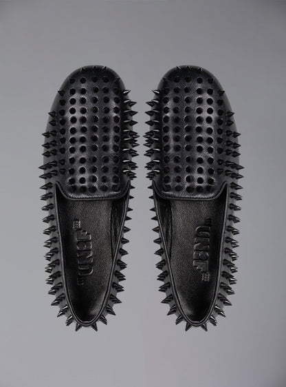 UNIF Hellraiser spiked slip on loafer in tonal on colorway. - UNIF New Arrivals